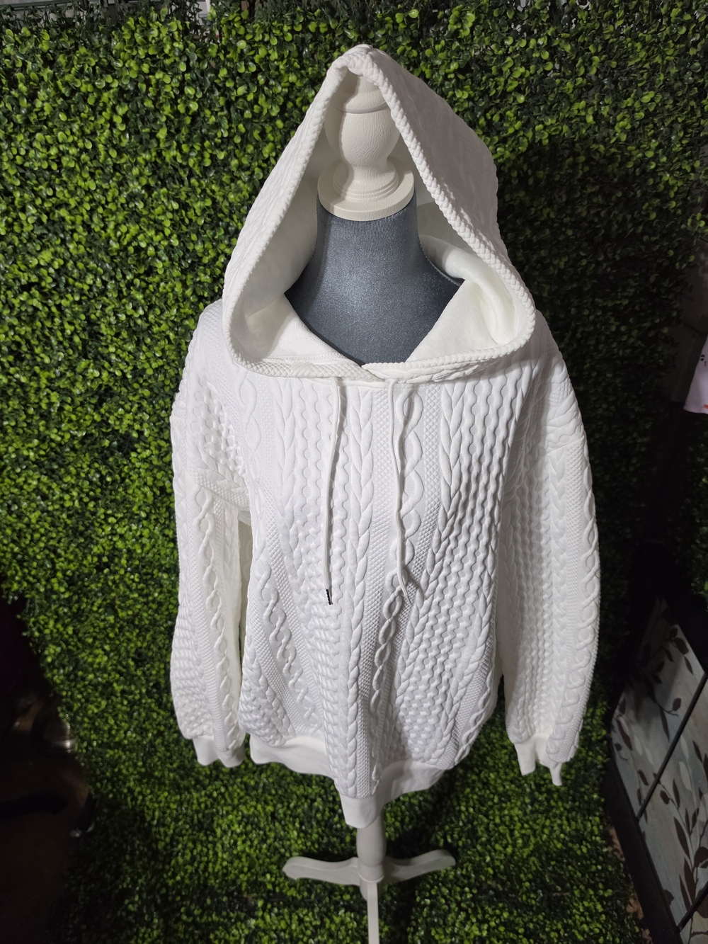 Cozy Cable-Knit Hooded Sweater - White Send Me An Offer!